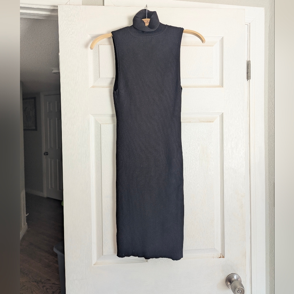 Shinestar Black Mock Neck Mini Dress